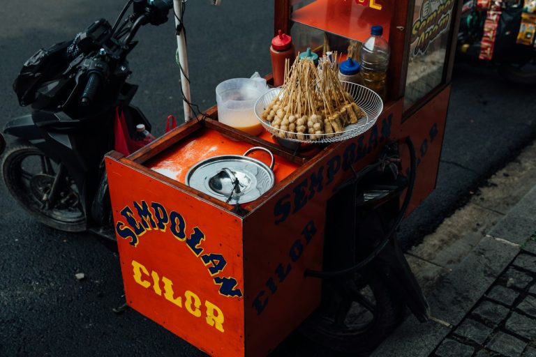 A street food vendor in Jakarta, Indonesia.